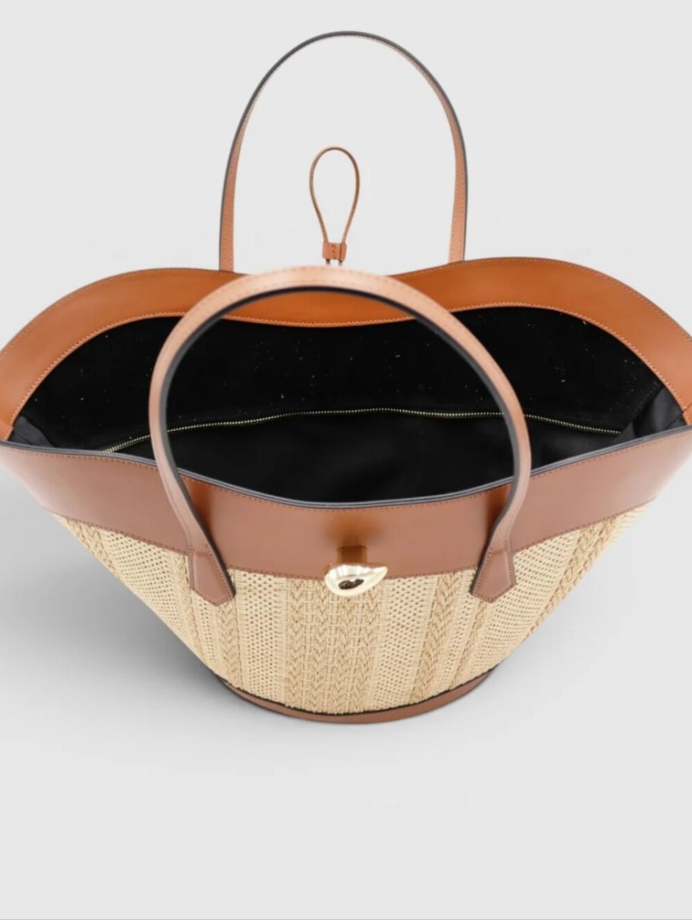 EUC Cheval Firenze Woven Raffia And Leather Tote Bag - Picture 6 of 8